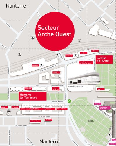 Plan piéton Paris La Défense Arche Ouest