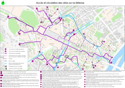 Bicycle access map on Paris La Défense