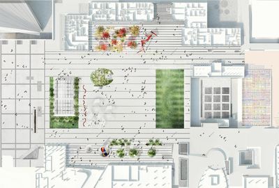 Plan-masse - Place de La Défense 2020 © Agence Base