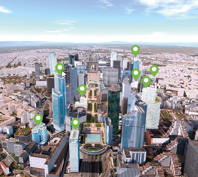 Carte interactive 3D de Paris La Défense