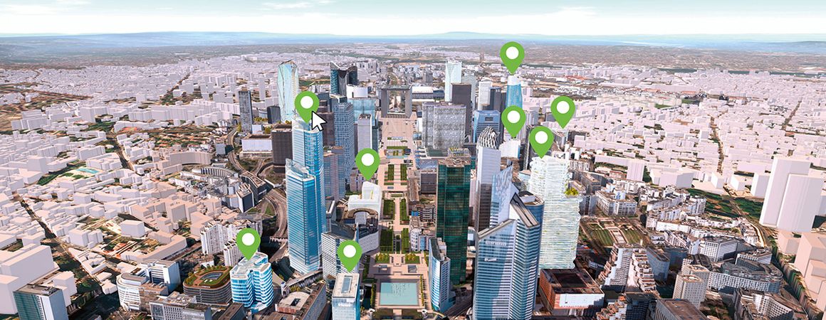 3D interactive map of Paris La Défense
