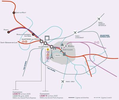 Map of public transport in Paris La Défense