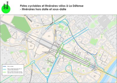 Plan des pistes cyclables de La Défense